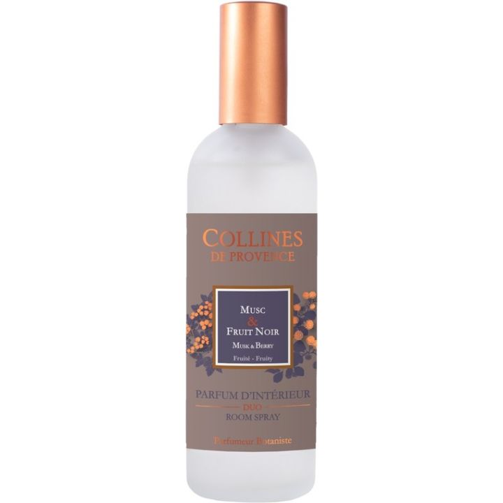 Parfum d'int&eacute;rieur Musc & Fruit Noir Collines de Provence - spray de 100ml