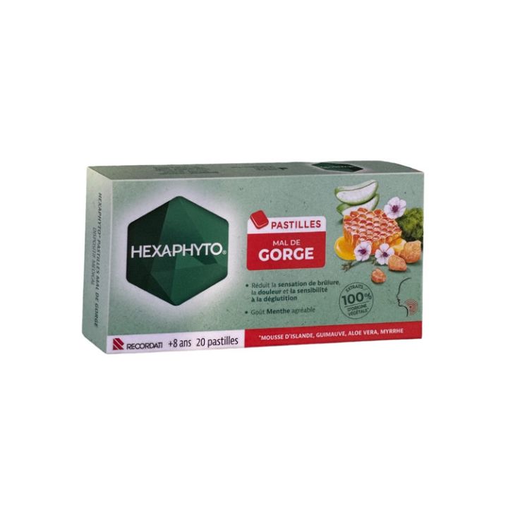 Pastilles mal de gorge Hexaphyto - bo&icirc;te de 20 pastilles