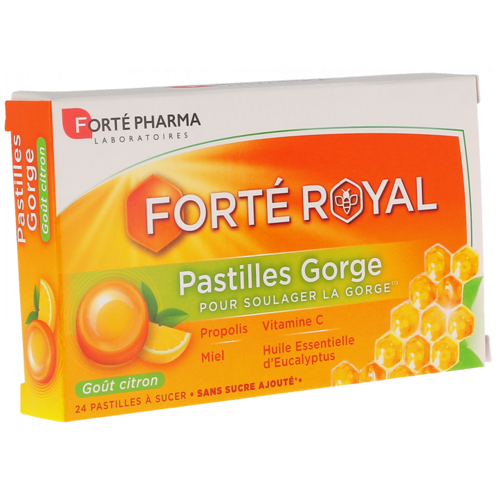 Fort&eacute; Royal Pastilles pour soulager la gorge go&ucirc;t citron Fort&eacute; Pharma - bo&icirc;te de 24 pastilles