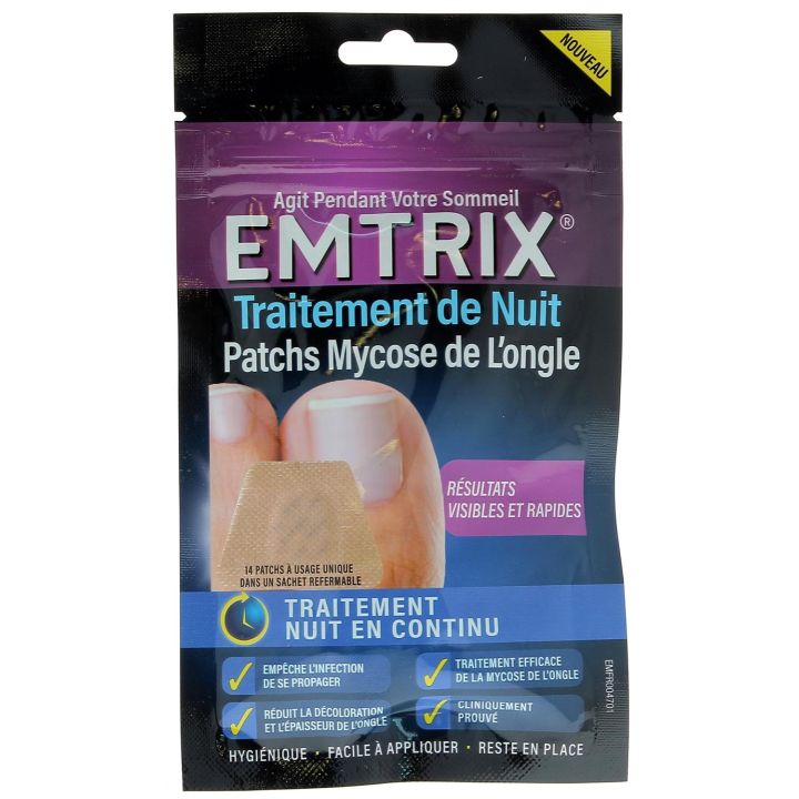 Patch nuit Traitement mycose de l&rsquo;ongle Emtrix - sachet de 14 patchs