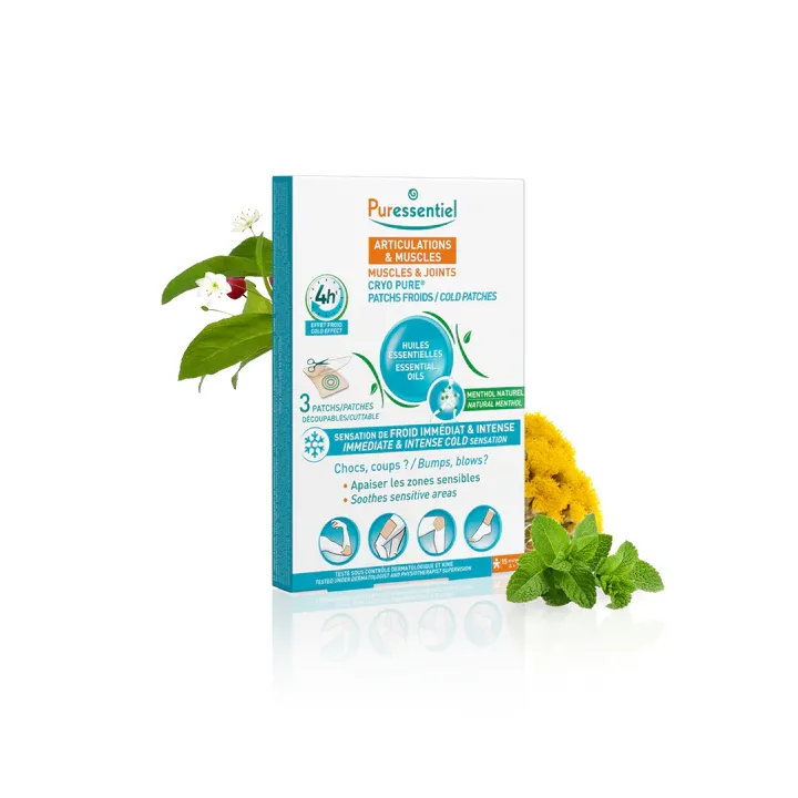 Patchs froids Cryo Pure articulations & muscles Puressentiel - bo&icirc;te de 3 patchs