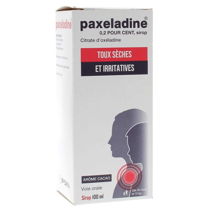 Paxeladine 0,2% Sirop toux s&egrave;ches Ipsen - flacon de 100ml
