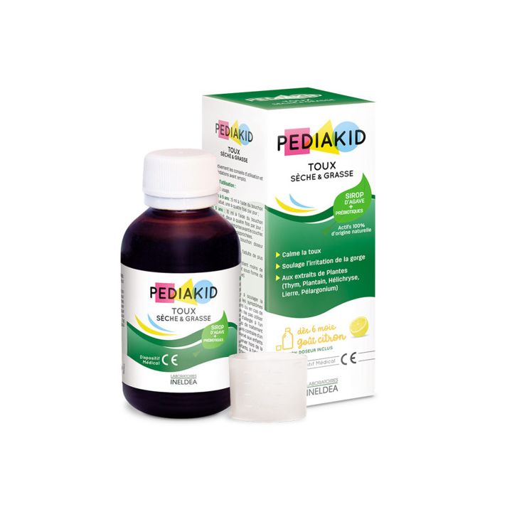 Pediakid toux s&egrave;che et grasse go&ucirc;t citron - flacon de 125ml