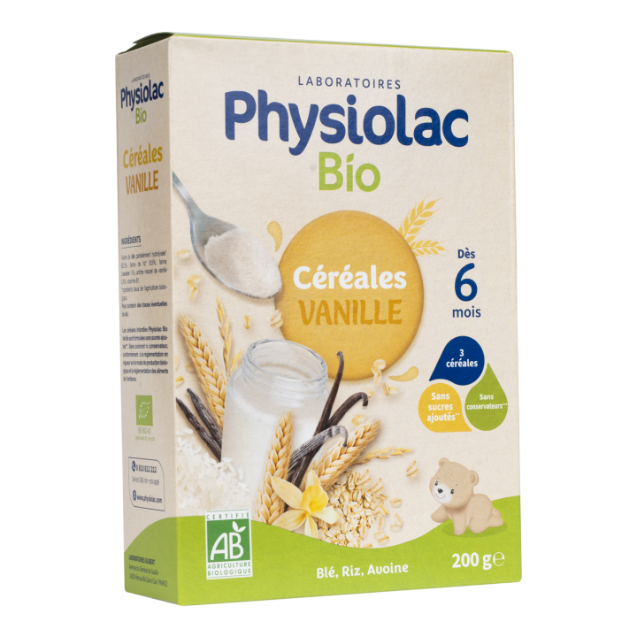 Physiolac bio c&eacute;r&eacute;ales vanille d&egrave;s 6 mois Gilbert - boite de 200 g