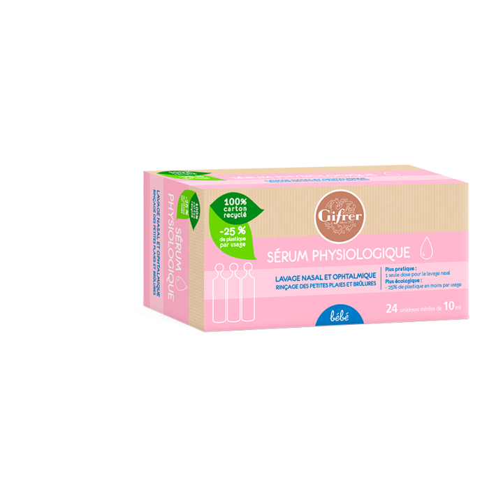 Physiologica s&eacute;rum physiologique Gifrer - lot de 3 bo&icirc;tes de 24 unidoses de 10 ml