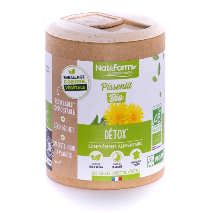 Pissenlit Bio Ecoresponsable Nat&Form - boite de 200 g&eacute;lules