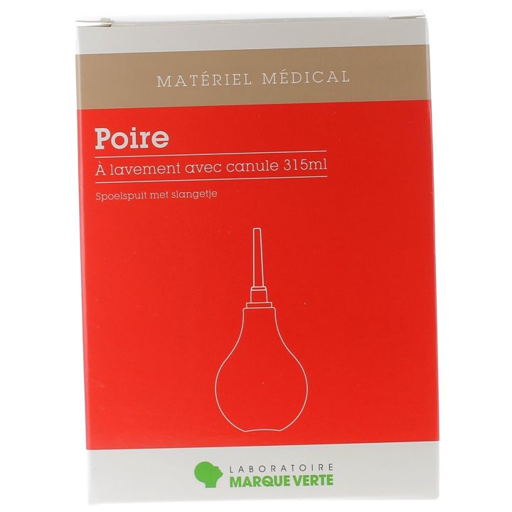 Poire &agrave; lavement avec canule Marque Verte - poire de 315 ml