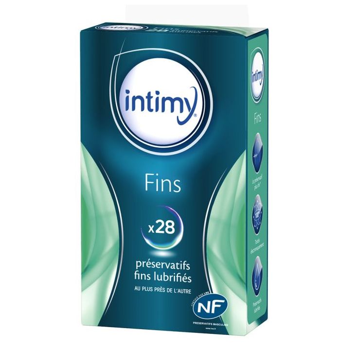 Pr&eacute;servatifs fins lubrifi&eacute;s Intimy - bo&icirc;te de 28 pr&eacute;servatifs