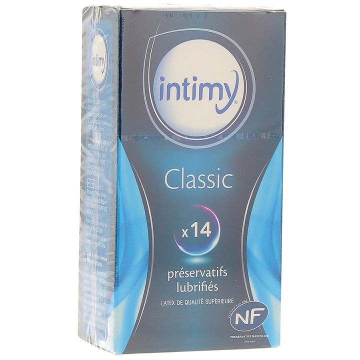 Pr&eacute;servatifs lubrifi&eacute;s classic Intimy - Boite de 14 pr&eacute;servatifs
