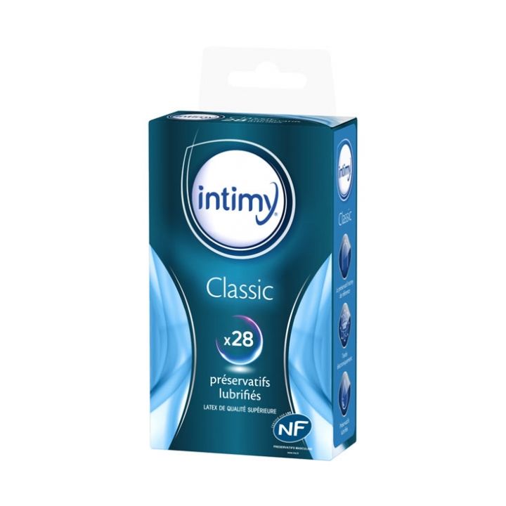 Pr&eacute;servatifs lubrifi&eacute;s classic Intimy - boite de 28 pr&eacute;servatifs