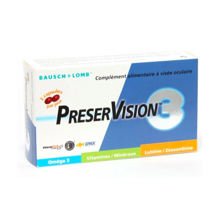 Preservision 3 compl&eacute;ment alimentaire &agrave; vis&eacute;e oculaire Bausch lomb - Boite de 60 capsules