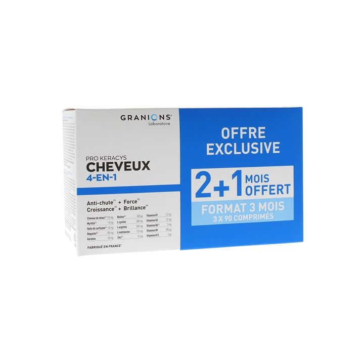 Pro Keracys Cheveux 4 en 1 Granions - bo&icirc;te de 270 comprim&eacute;s
