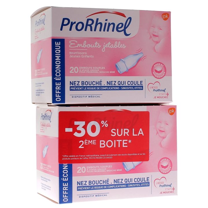 ProRhinel embouts jetables souples - lot de 2x20 embouts (-30% sur la 2&egrave;me boite)