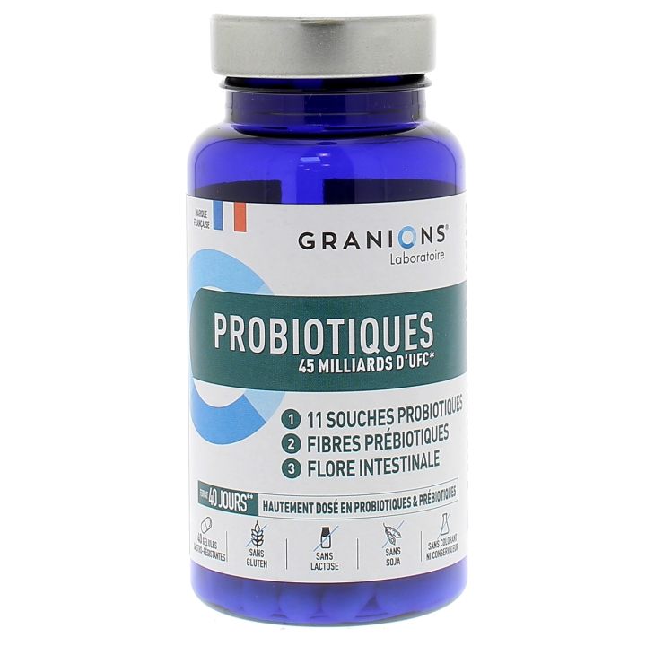 Probiotiques 45 milliards d'UFC Granions - bo&icirc;te de 40 g&eacute;lules gastro-r&eacute;sistantes