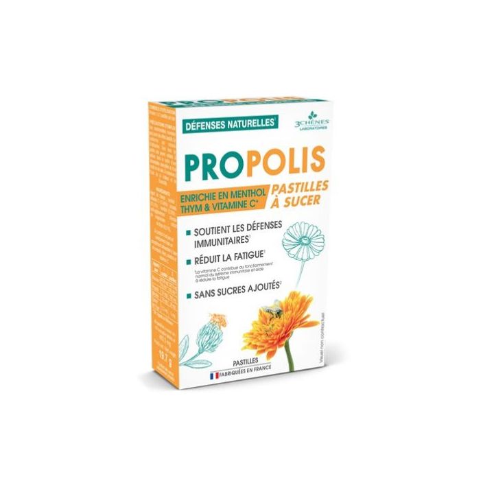 Propolis Pastilles &agrave; sucer Les 3 Ch&ecirc;nes - bo&icirc;te de 40 pastilles
