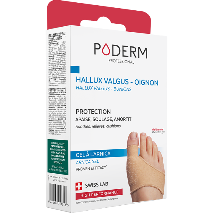 Protection Hallux Valgus gel &agrave; l'arnica Poderm - une unit&eacute;