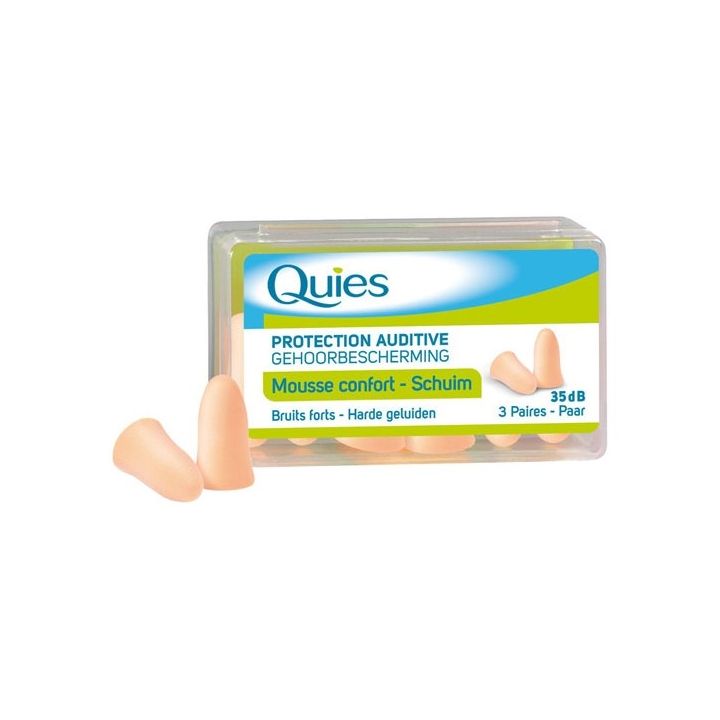 Protection auditive mousse anti-bruit chair Quies - bo&icirc;te de 3 paires