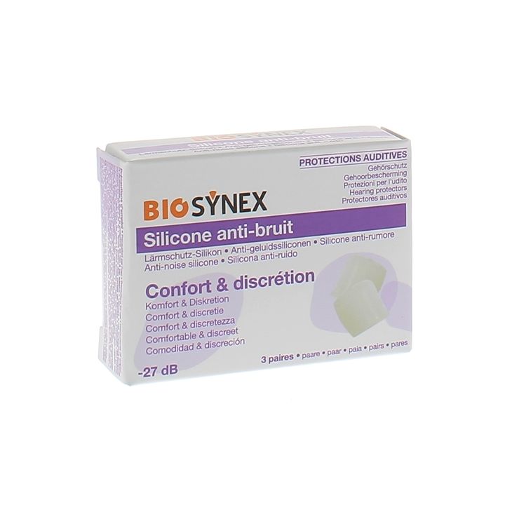 Protection auditive silicone transparent Biosynex - bo&icirc;te de 3 paires