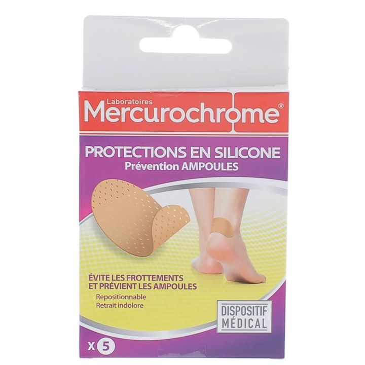 Protections en silicone pr&eacute;vention des ampoules Mercurochrome - boite de 5 protections