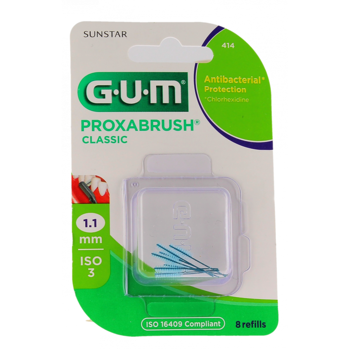 Proxabrush Recharges brossettes interdentaires 1.1mm Gum - bo&icirc;te de 8 recharges