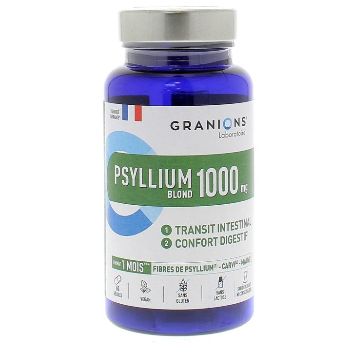 Psyllium blond 1000mg Granions - bo&icirc;te de 60 g&eacute;lules