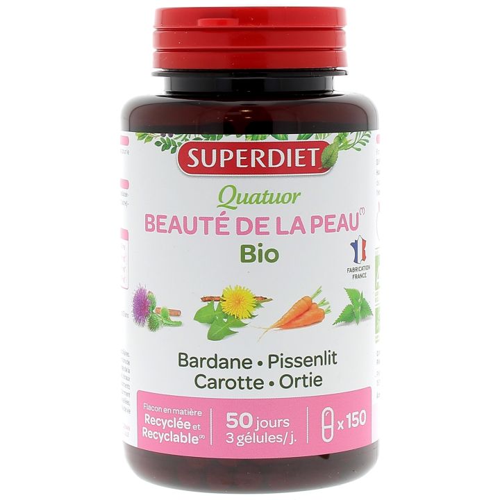 Quatuor beaut&eacute; de la peau bio Super Diet - boite de 150 g&eacute;lules