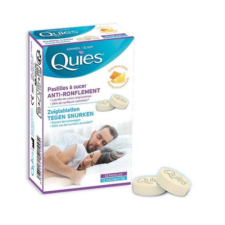 Anti-ronflement pastilles &agrave; sucer go&ucirc;t miel citron Quies - boite de 12 pastilles