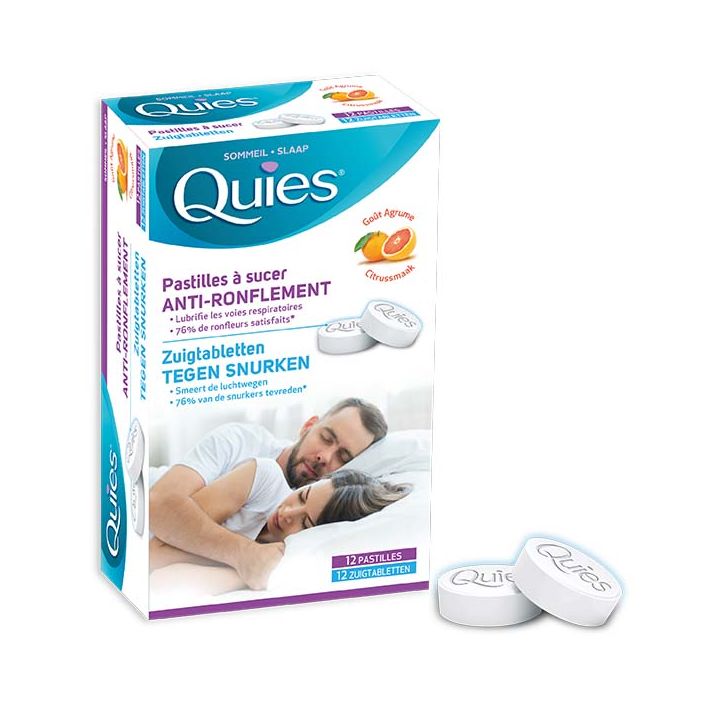 Anti-ronflement pastilles &agrave; sucer go&ucirc;t agrume Quies - boite de 12 pastilles