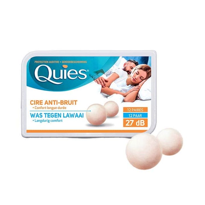 Protection auditive cire naturelle Quies - bo&icirc;te de 12 paires