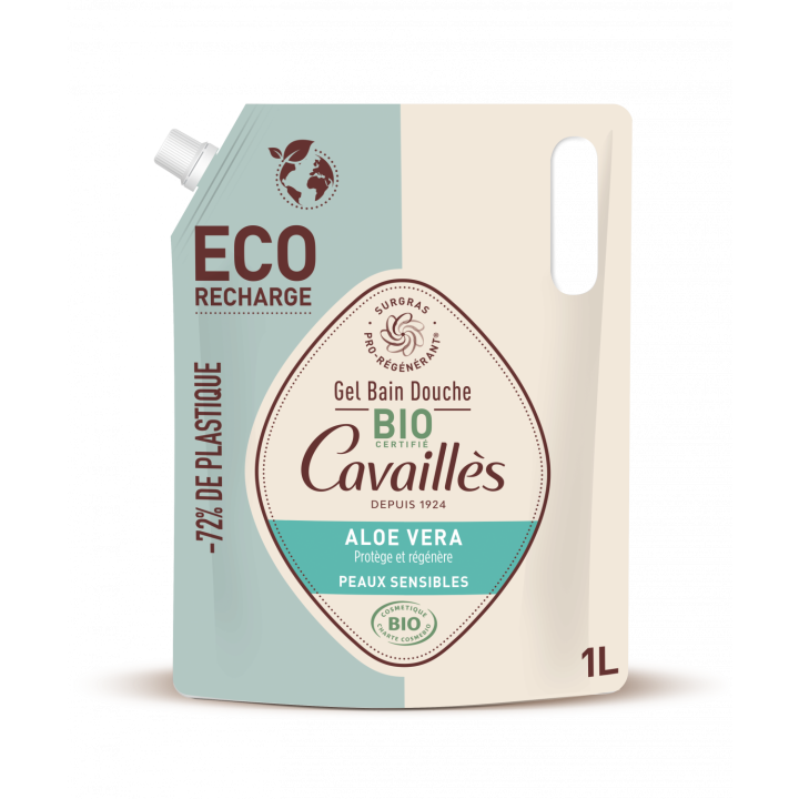 Gel bain douche BIO Aloe Vera Rog&eacute; Cavaill&egrave;s - &eacute;co-recharge de 1L
