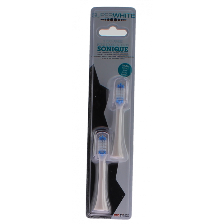 Recharges pour brosse &agrave; dents sonique souple blanc Superwhite - lot de 2 recharges