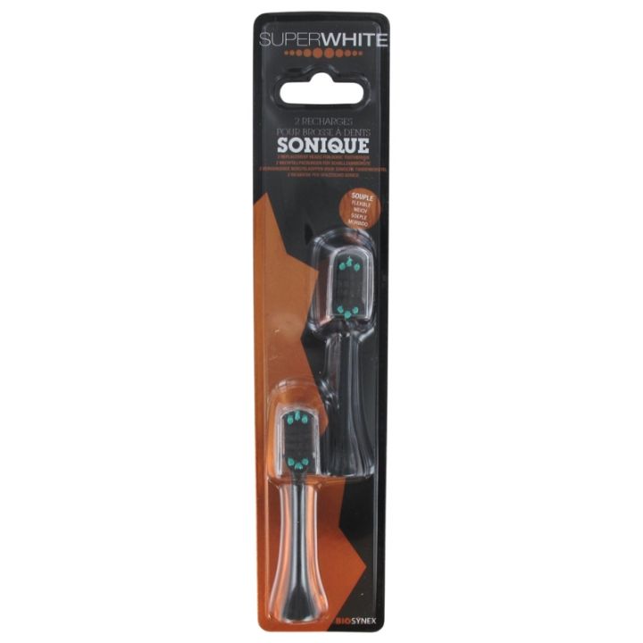 Recharges pour brosse &agrave; dents sonique souple noir Superwhite - lot de 2 recharges