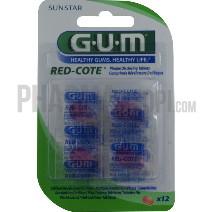 Red-cote r&eacute;v&eacute;lateur de plaque GUM - 12 comprim&eacute;s