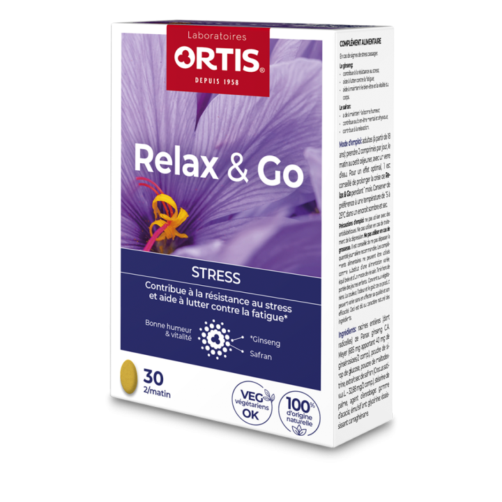Relax&Go Stress bio Ortis - boite de 30 comprim&eacute;s