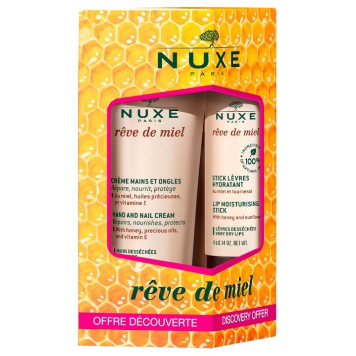 R&ecirc;ve de miel offre d&eacute;couverte Nuxe - cr&egrave;me mains 30 ml + stick l&egrave;vre 4g