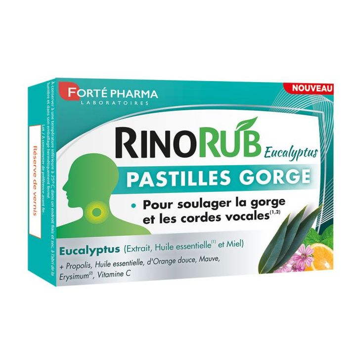 RinoRub Pastilles gorge eucalyptus Fort&eacute; Pharma - bo&icirc;te de 20 comprim&eacute;s