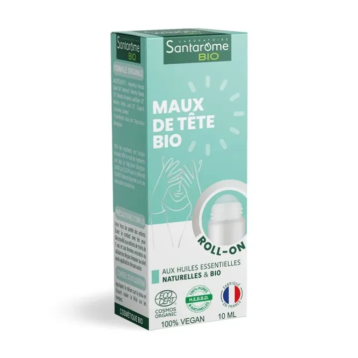 Roll-on aux huiles essentielles maux de t&ecirc;te bio Santarome - roll-on de 10ml