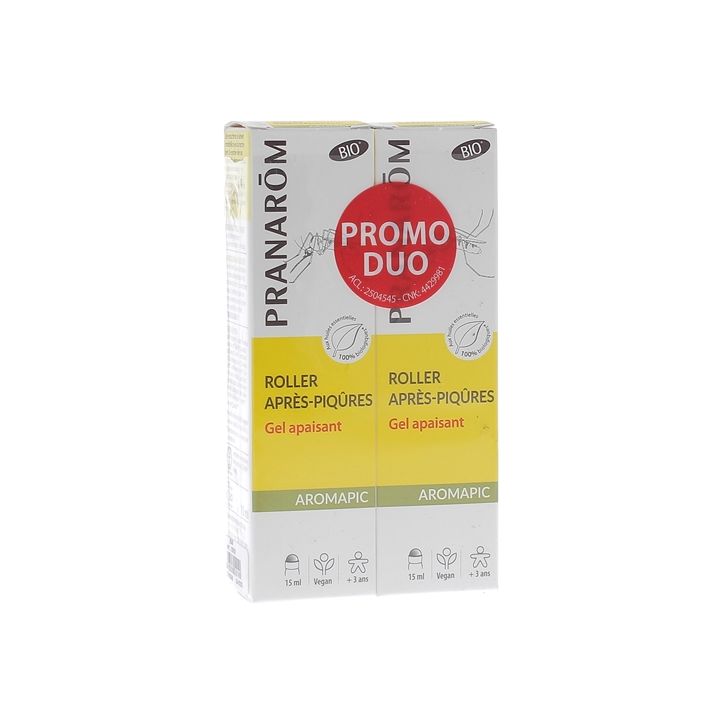 Roller gel apaisant piq&ucirc;res bio Aromapic Pranar&ocirc;m - lot de 2 roll-on de 15ml