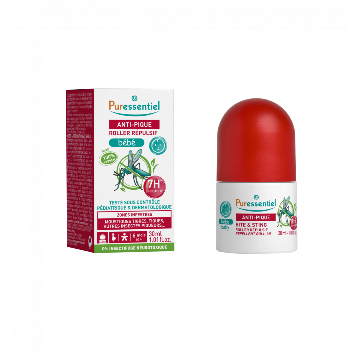 Roller r&eacute;pulsif b&eacute;b&eacute; anti-pique Puressentiel - Roll-on de 30ml