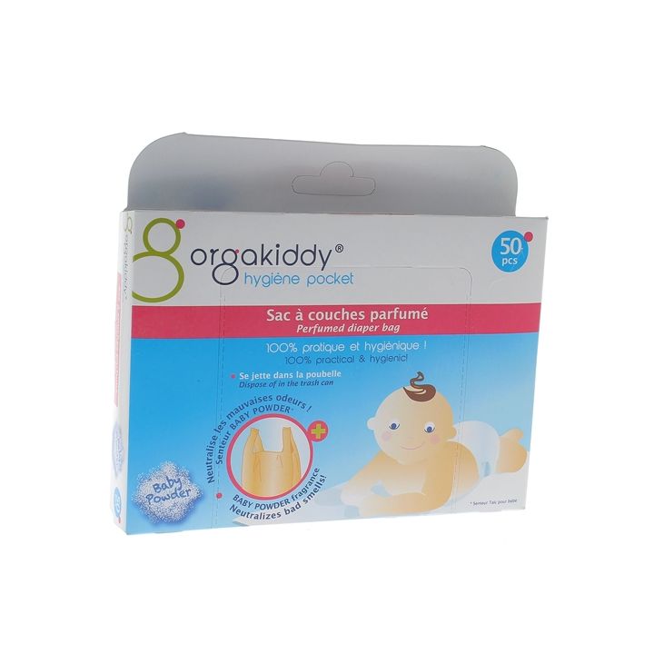 Sac &agrave; couches parfum&eacute; Orgakiddy - boite de 50 sacs