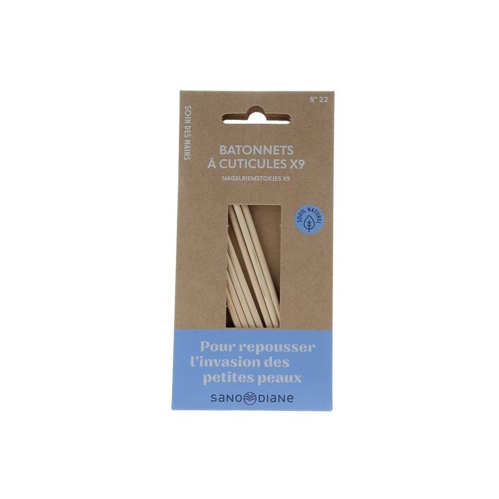 B&acirc;tonnets &agrave; cuticules bois exotique Sanodiane - 9 b&acirc;tonnets
