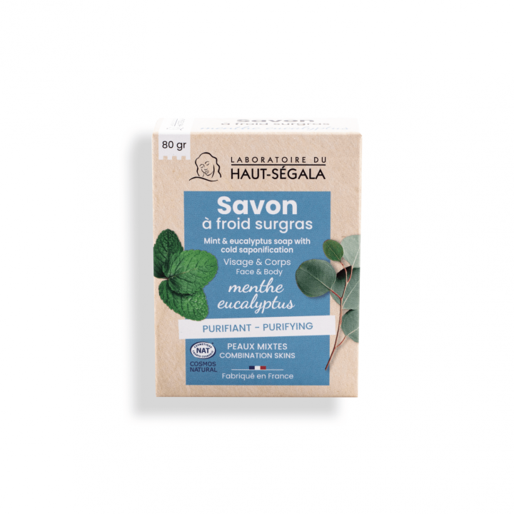 Savon &agrave; froid surgras menthe eucalyptus Haut-S&eacute;gala - pain de 80g