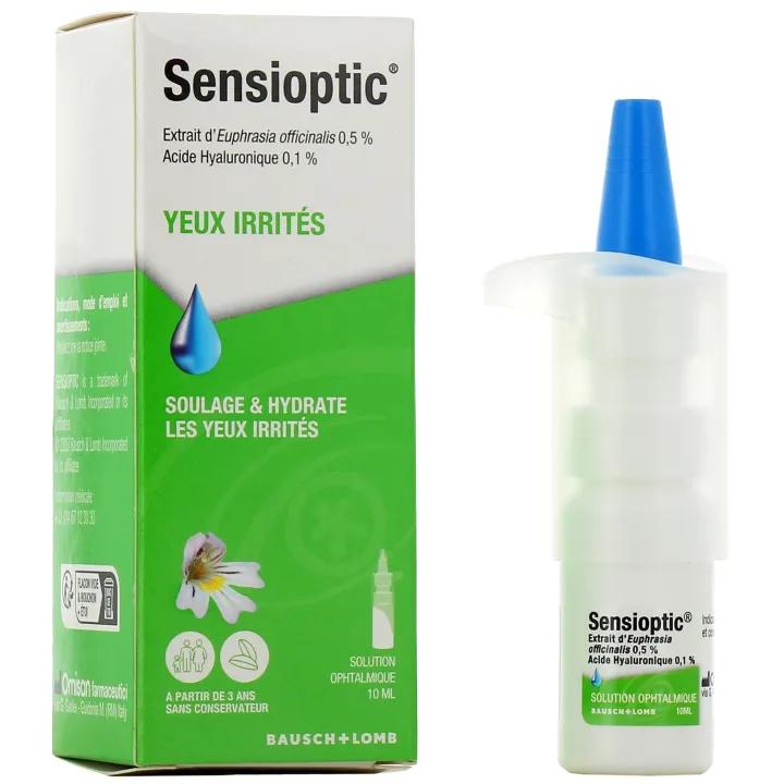 Sensioptic Solution ophtalmique yeux irrit&eacute;s Bausch Lomb - flacon de 10 ml