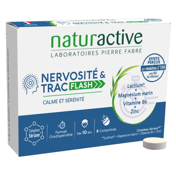 Nervosit&eacute; & trac flash Naturactive - bo&icirc;te de 6 comprim&eacute;s orodispersibles