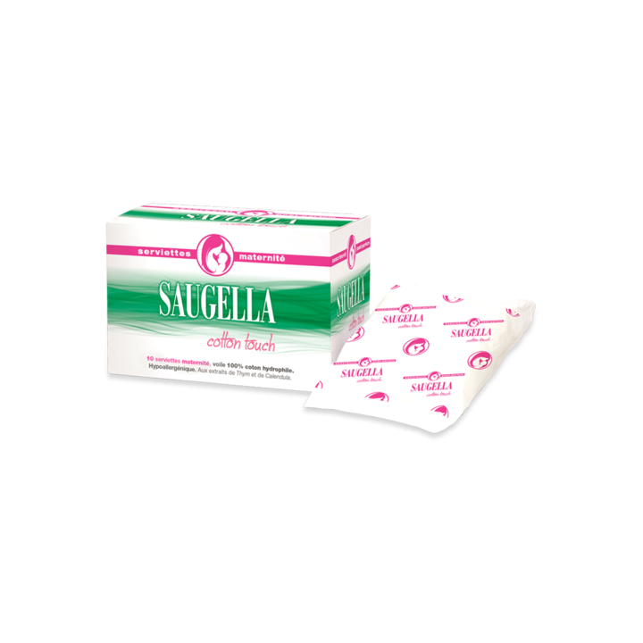 Serviettes Maternit&eacute; Cotton Touch Saugella - 10 serviettes maternit&eacute;