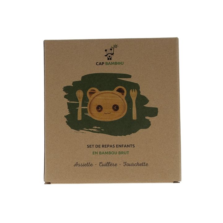 Set repas pour enfant en bambou Cap Bambou - bo&icirc;te contenant 3 produits