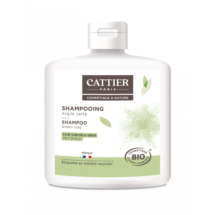 Shampoing Argile Verte Bio (cuir chevelu gras) Cattier - flacon 250 ml