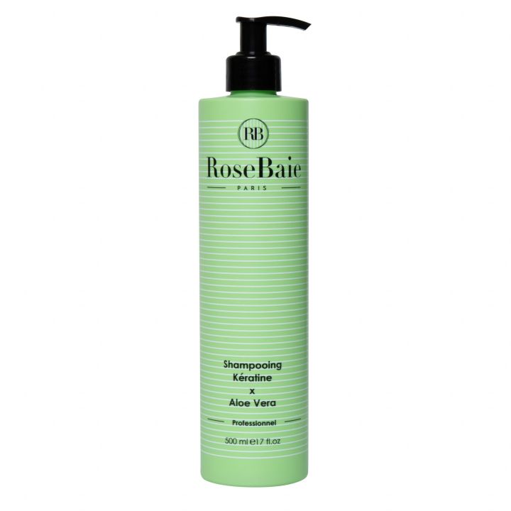 Shampoing &agrave; la k&eacute;ratine et &agrave; l&rsquo;aloe vera RoseBaie - flacon-pompe de 500ml