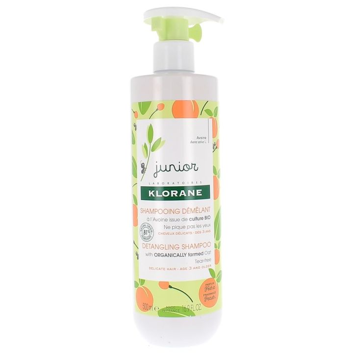 Shampoing d&eacute;m&ecirc;lant parfum p&ecirc;che junior Klorane - flacon de 500 ml