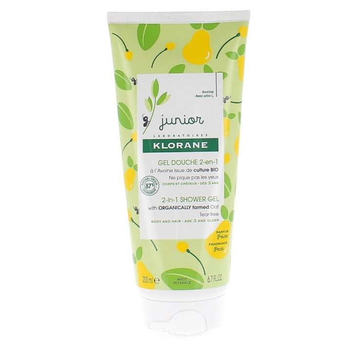 Gel douche 2 en 1 parfum poire junior Klorane - tube de 200 ml